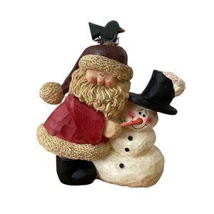 Crazy Mountain Resin Santa & Snowman Hugging 1997 Santas Workbench Series 8.5 in
